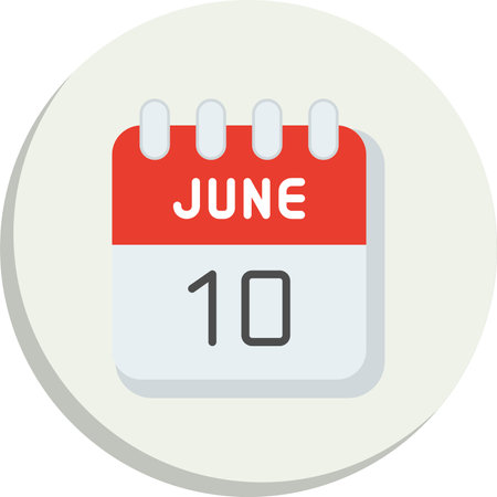 10  June Flat Circle Icon Designのイラスト素材