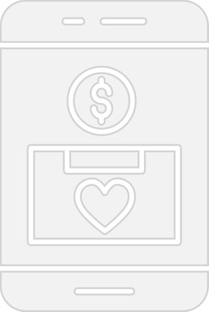 Online Donation Glyph Grey Icon Designのイラスト素材