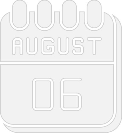 6  August Flat Circle Icon Designのイラスト素材