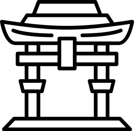 Itsukushima Shrine Line Icon Designのイラスト素材