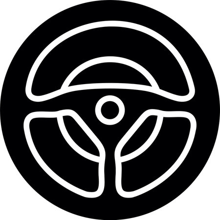Steering Wheel Glyph Icon Designのイラスト素材