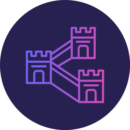 Great Wall Of China Flat Circle Icon Designのイラスト素材