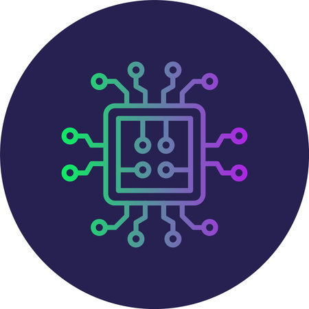 Circuit Flat Circle Icon Design