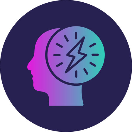 Brain circuit Glyph Circle Gradientのイラスト素材