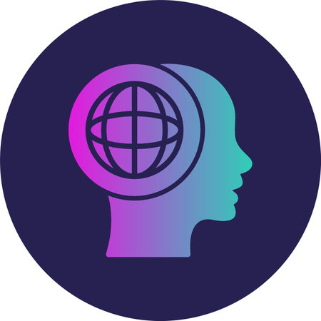 Global Thinking Glyph Circle Gradientのイラスト素材