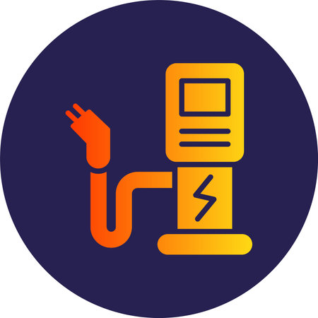 Charging Station Glyph Circle Gradientのイラスト素材
