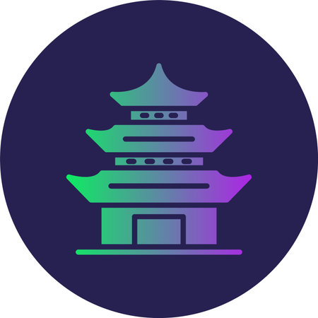 Pagoda Glyph Circle Gradientのイラスト素材