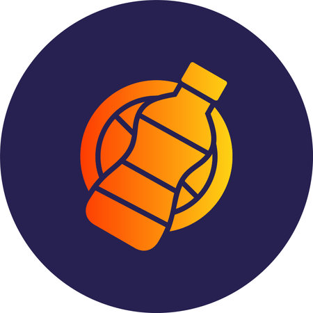 No Plastic Bottles Glyph Circle Gradientのイラスト素材