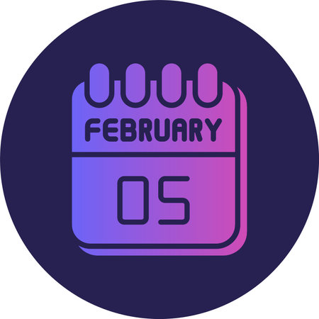 5  February Glyph Circle Gradientのイラスト素材