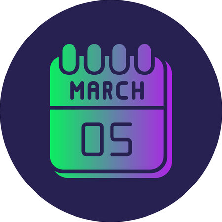 5  March Glyph Circle Gradientのイラスト素材