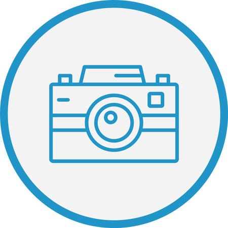 Photo Camera Line Blue Circle