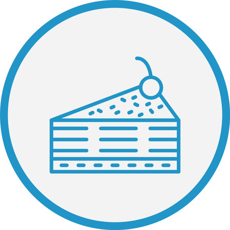 Cake Slice Line Blue Circleのイラスト素材