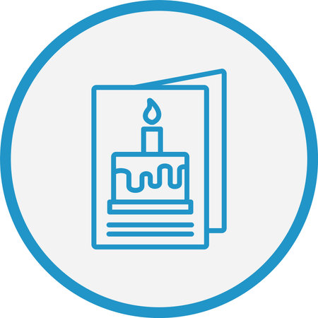 Birthday Card Line Blue Circleのイラスト素材