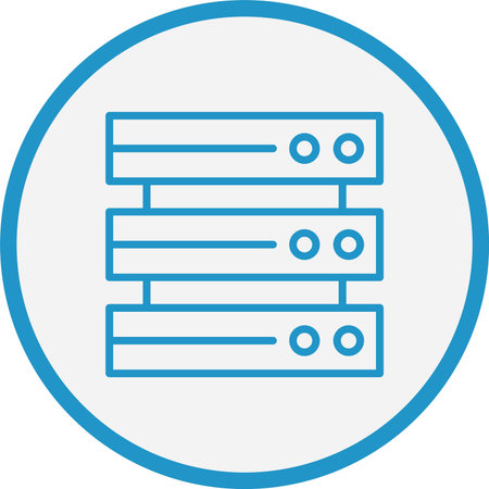 Database Line Blue Circle