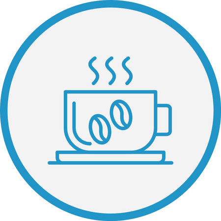 Hot Coffee Line Blue Circleのイラスト素材