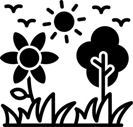 Grass Line Fill Icon Designのイラスト素材