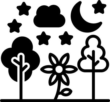 Night Line Fill Icon Designのイラスト素材