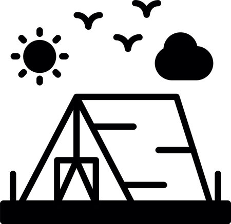 Camping Line Fill Icon Designのイラスト素材