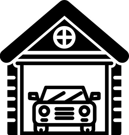 Garage Line Fill Icon Designのイラスト素材
