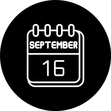 16  September Line Inverted Iconのイラスト素材