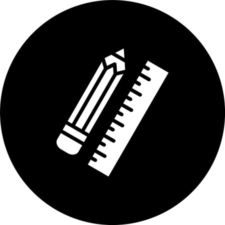 Pencil And Ruler Glyph Inverted Icon Design