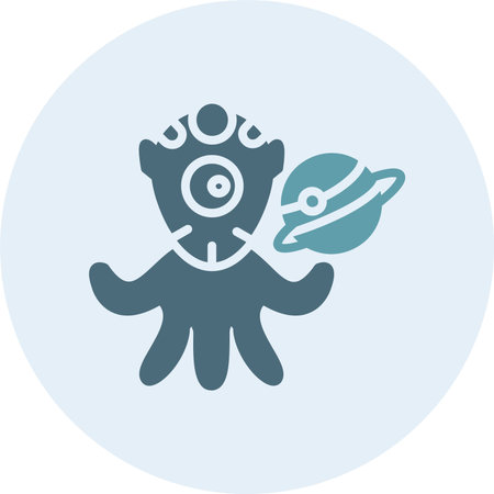 Space Alien Glyph Two Color Circle