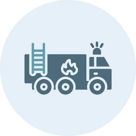 Fire Truck Glyph Two Color Circle