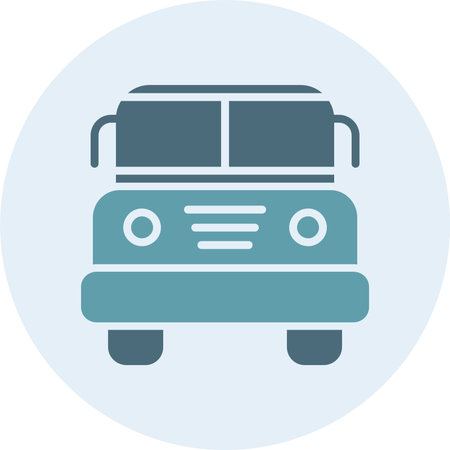 School Bus Glyph Two Color Circle