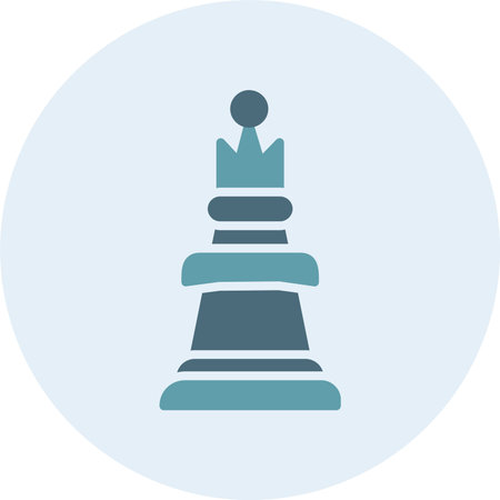 Chess Queen Glyph Two Color Circle