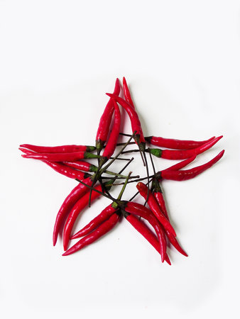 Red star  pepper isolated on a white backgroundの写真素材