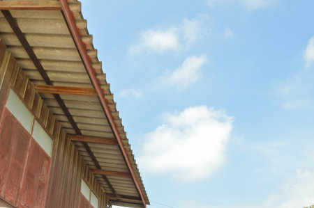 roof with blue skyの写真素材