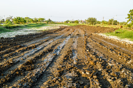 wheel track on the ground