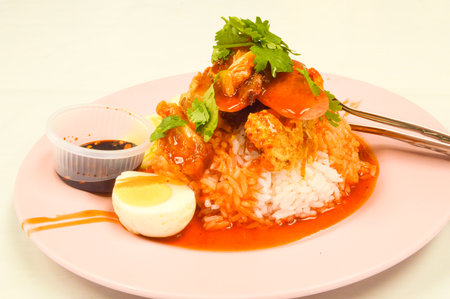 Rice with roasted pork の写真素材