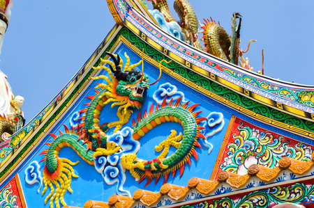 Chinese Dragon on roofの写真素材