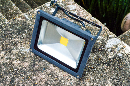 Spotlight on cement floorの写真素材