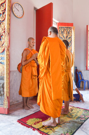 Ordination in temple Chachoengsao, Thailand のeditorial素材