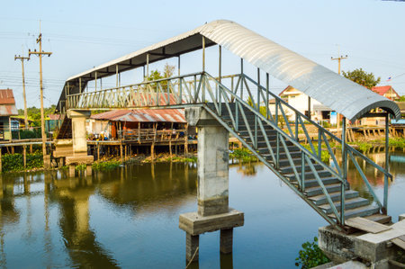 Canal Bridge in Thailandの写真素材