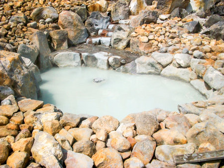 hot water in Fuji Hakone park, Japanの写真素材