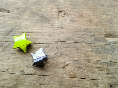 Star paper on wood floor