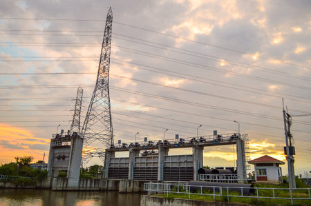 Dam in sunset time
