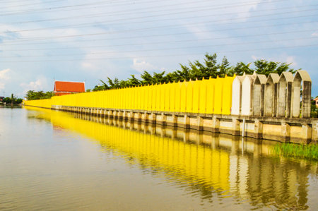 yellow pagoda in Temple Thailandの写真素材