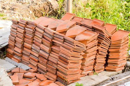 brick on the groundの写真素材