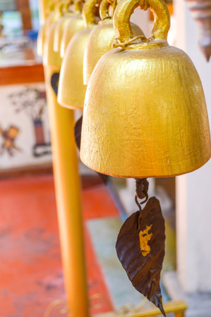 bells at chinese templeの写真素材