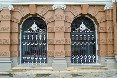 Beautiful doors of Chakri Maha Prasat Throne Hall (public zone)の写真素材