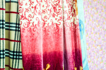 fabric blankets for backgroundの写真素材