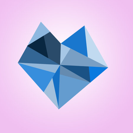 blue heart on pink backgroundの写真素材