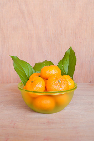 orange on wooden floorの写真素材
