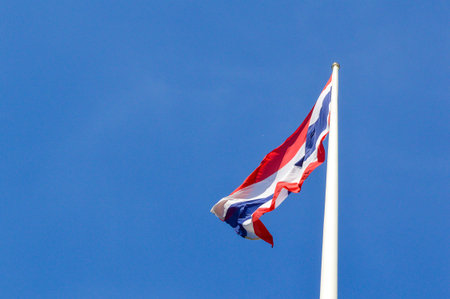 Thailand Flag with blue skyの写真素材