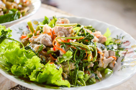 pork mix vegetable Thailand foodの写真素材