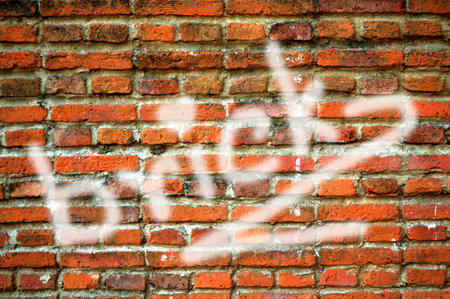 word on brick wall (brick)の写真素材
